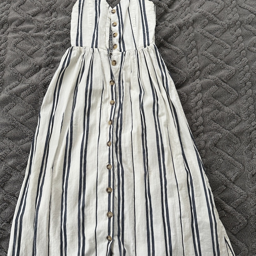 H&M Black and White Buttoned Peplum Sundress